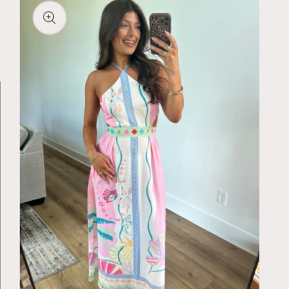 Hazel & Olive Dresses & Skirts - Pink Halter Midi Dress - Boutique Dress